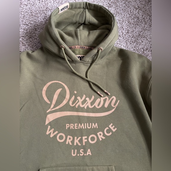 Dixxon Flannel Co. Premium Workforce Fleece Pullover Hoodie Olive Green Medium - Picture 6 of 9